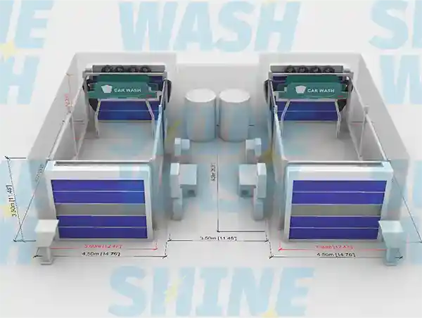 customized two-bay car wash building