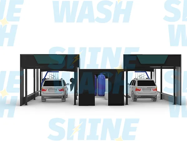 multi-bay car wash building with equipment room